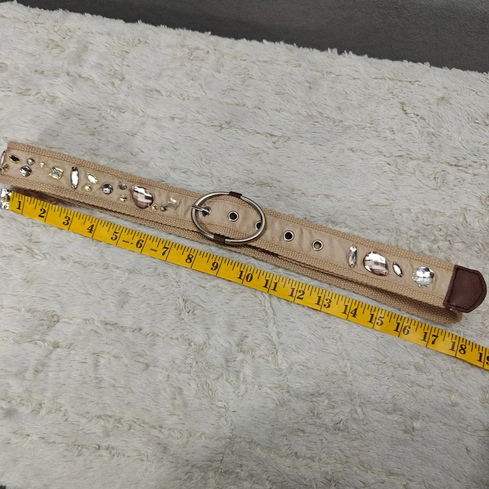 Ann Taylor Loft Bejeweled Canvas Belt Women Bling Glam Boho Embellished Crystals